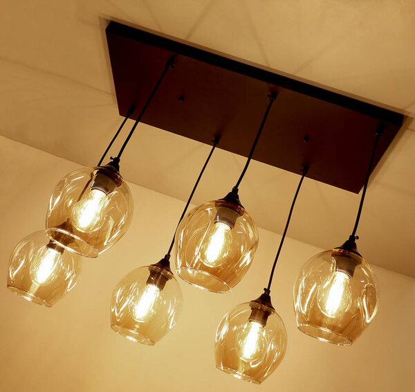 Čierno-hnedý závesný luster Aspa pre žiarovku 6x E27 – LED lustre a svietidlá > Kolekcie svietidiel > Kolekcia svietidiel ASPA