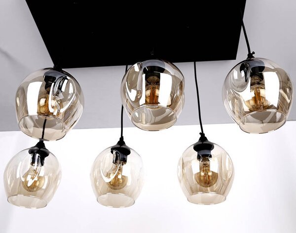 Čierno-hnedý závesný luster Aspa pre žiarovku 6x E27 – LED lustre a svietidlá > Kolekcie svietidiel > Kolekcia svietidiel ASPA