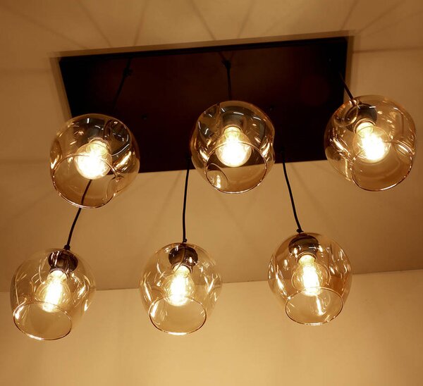 Čierno-hnedý závesný luster Aspa pre žiarovku 6x E27 – LED lustre a svietidlá > Kolekcie svietidiel > Kolekcia svietidiel ASPA