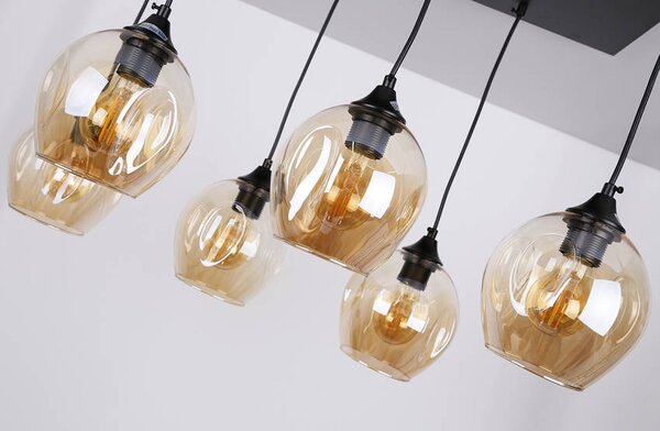Čierno-hnedý závesný luster Aspa pre žiarovku 6x E27 – LED lustre a svietidlá > Kolekcie svietidiel > Kolekcia svietidiel ASPA