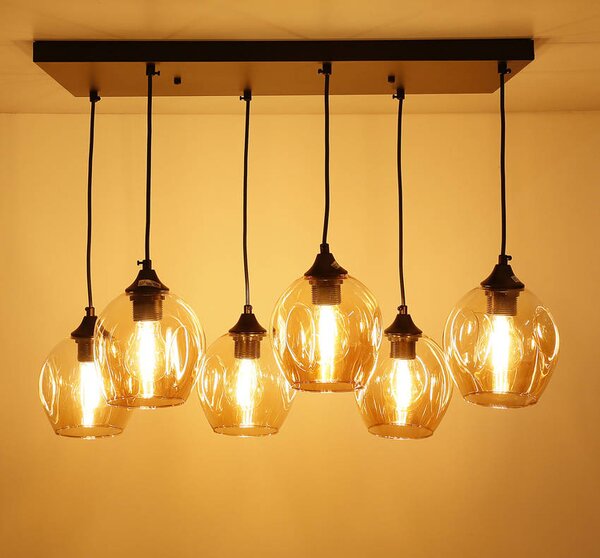 Čierno-hnedý závesný luster Aspa pre žiarovku 6x E27 – LED lustre a svietidlá > Kolekcie svietidiel > Kolekcia svietidiel ASPA