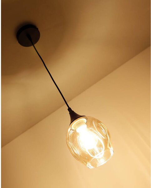 Čierno-hnedý závesný luster Aspa pre žiarovku E27 – LED lustre a svietidlá > Kolekcie svietidiel > Kolekcia svietidiel ASPA