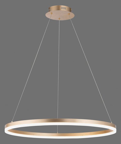 Paul Neuhaus LED závesné svietidlo Titus, Ø 80 cm, mosadz, stmievateľné, Mosadz / zlato, Obývacia izba / jedáleň, Hliník, Moderný, Závesné svietidlo