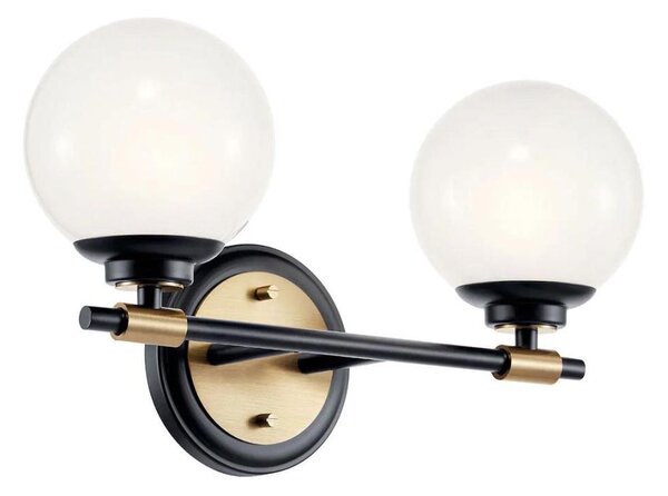 Kichler KL-BENNO2-BK-CPZ-LED Kúpeľňové svietidlo BENNO 2xLED/3W/230V čierna/zlatá IP44