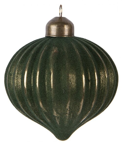 Zelená sklenená vianočná ozdoba špicatá banka - Ø 8*9 cm - Clayre & Eef