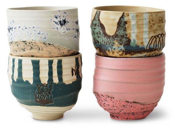 Sada 4ks umeleckých keramických hrnčekov na kávu Artist Ceramics – 8*8*7,5 cm/ 250ml - HKLIVING