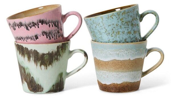 Súprava 4ks retro hrnček na Cappuccino 70s Dada - 9,5 * 12 * 8,5 cm / 330ml - HKLIVING