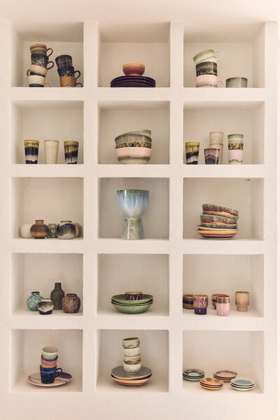 Sada 4ks kameninových hrnčekov na kávu 70s Serendipity - 7,5 * 7,5 * 8 cm / 230ml - HKLIVING