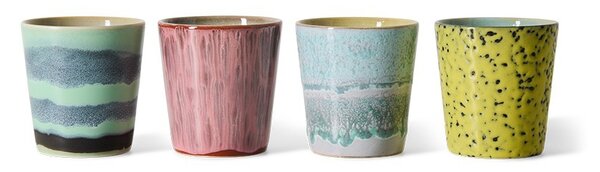 Sada 4ks kameninových hrnčekov na kávu 70s Artist - 7,5 * 7,5 * 8 cm / 230ml - HKLIVING