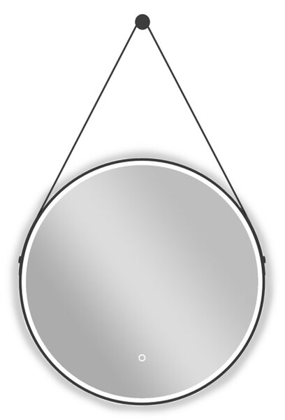 Cerano Rotondo, LED kúpeľňové zrkadlo Ø 60 cm, kovový rám, čierna matná, CER-CER-NT2805Y-60