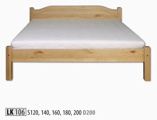 LK106 posteľ 120, prírodná borovica