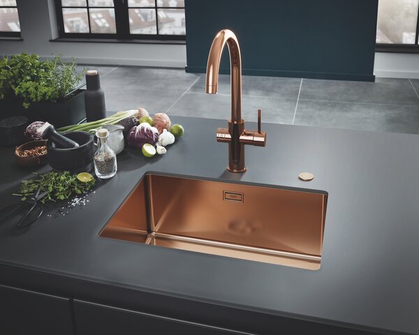 GROHE K700U - Nerezový kuchynský drez, kartáčovaný Warm Sunset 31574DL1