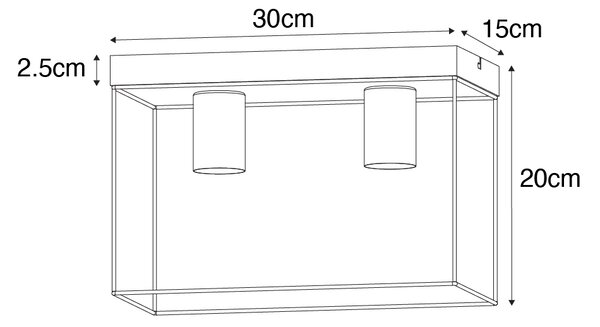 Minimalistické stropné svietidlo čierne so zlatom 2-žiarovkové - Kodi