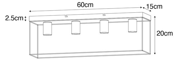 Minimalistické stropné svietidlo čierne so zlatom 4-svetlo - Kodi
