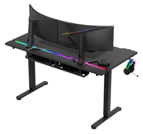 Elektrický výškovo nastaviteľný herný stôl Hero 8.7 RGB čierny
